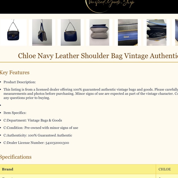 Chloe Black and Navy Shoulder Bag - Picture 8 of 8